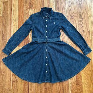 Polo Ralph Lauren fit & flare denim shirt dress w/side pockets & removable belt